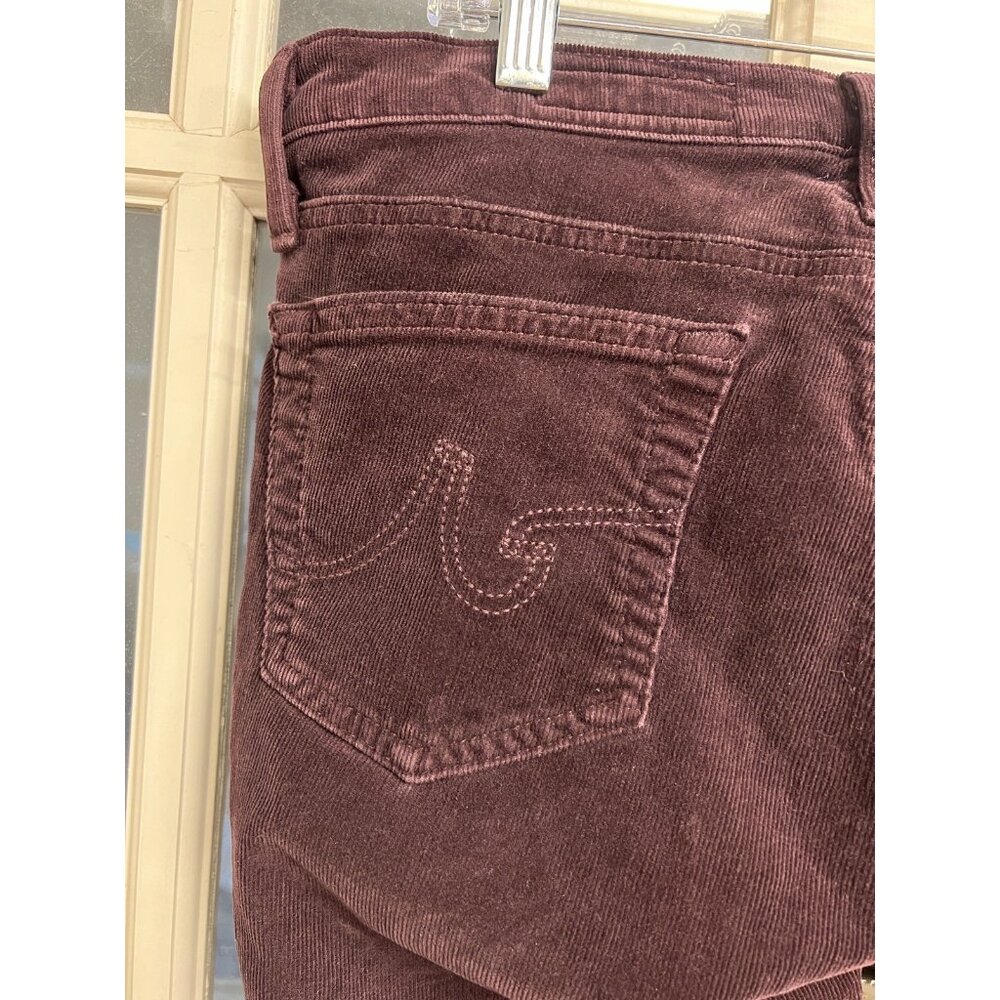 AG Adriano Goldschmied Women’s 27 The Stevie Slim Pants Maroon Corduroy Trousers - Picture 3 of 9
